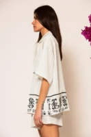 Semedaki Oversized Satin Shirt with logo print