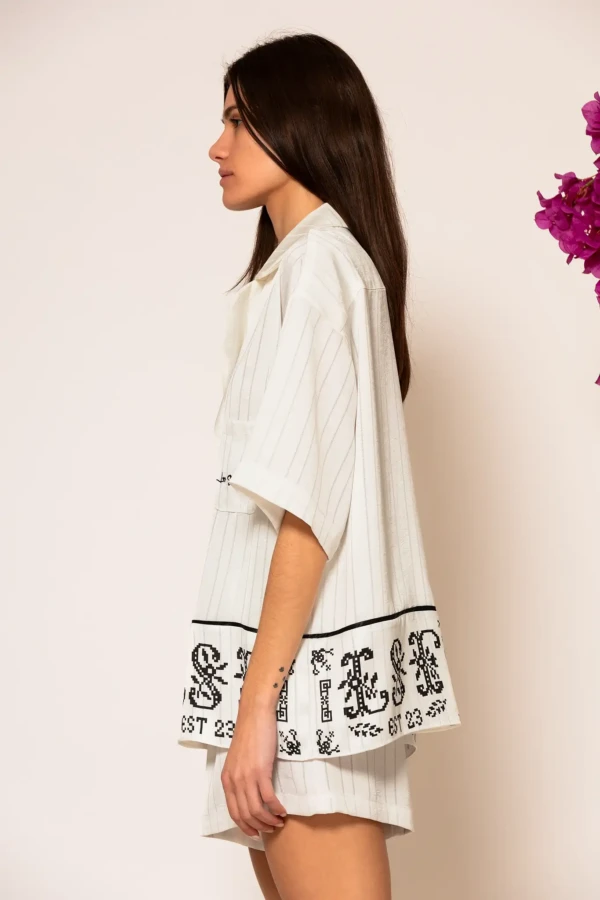 Semedaki Oversized Satin Shirt with logo print
