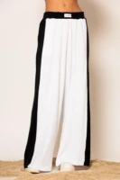 Black and White Cotton-blend side striped terry pants