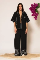 Semedaki Oversized Satin Shirt with logo print