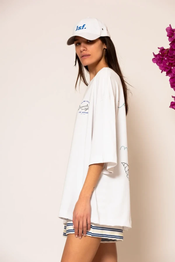 Oversized T-shirt with print in White
