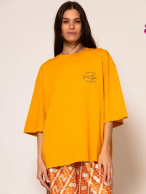 Oversized T-shirt with print in Orange
