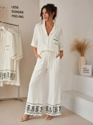 Semedaki Logo Print Wide Leg Pants