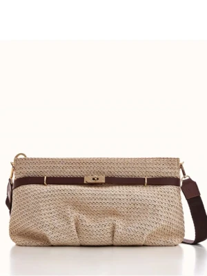 Off White Straw Fluffy Bag