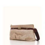 Off White Straw Fluffy Bag
