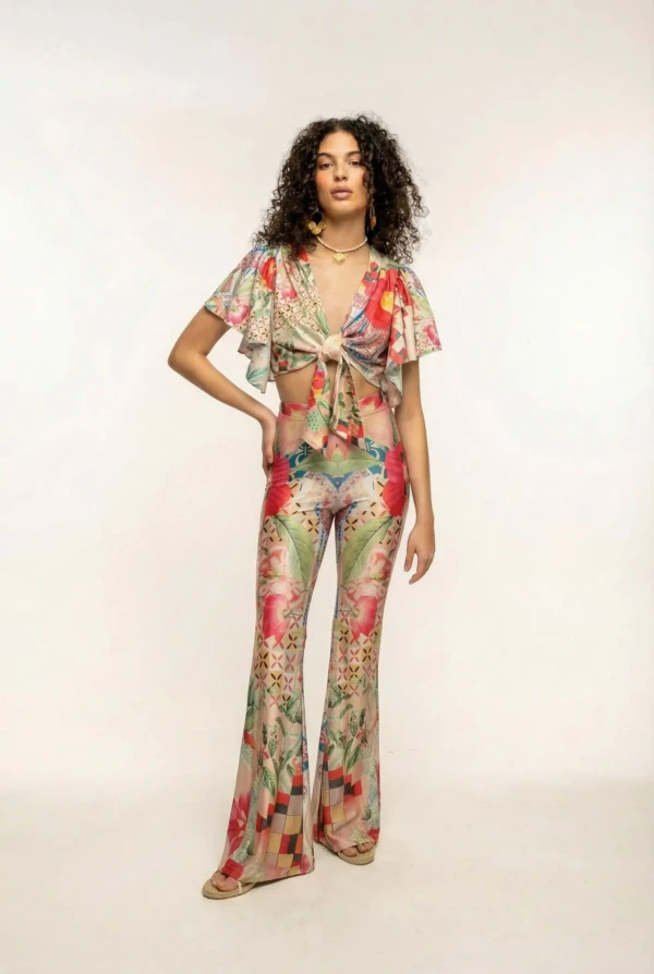 Folk Floral Flared Pants