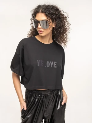 Black Boxy Crop T-Shirt Relove