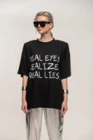 Black Real Lies Oversized T-Shirt