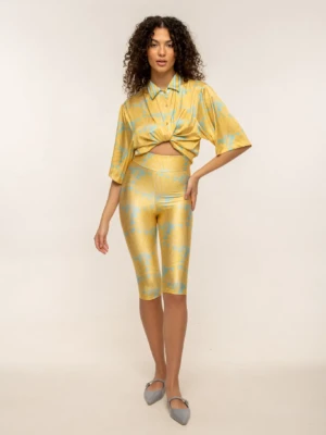 Yellow Leaf Capri Pants