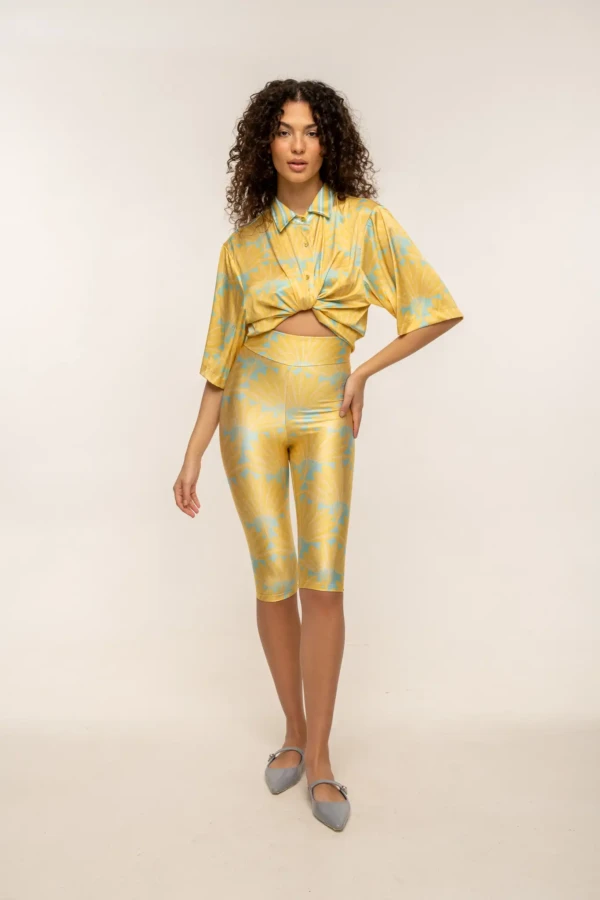 Yellow Leaf Capri Pants