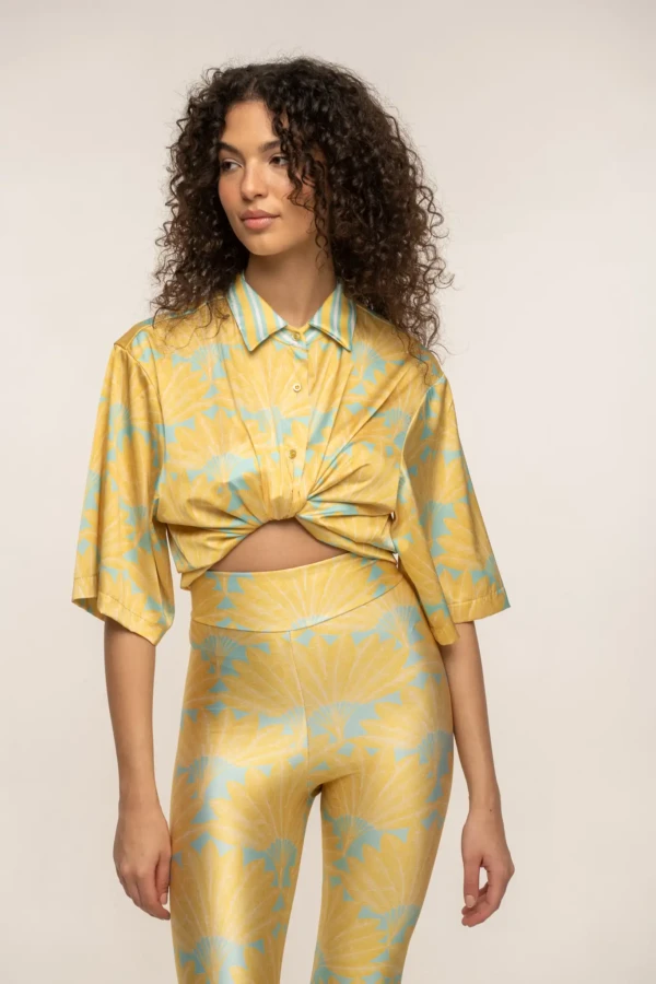 Yellow Leaf Capri Pants