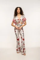 Floral Heart Flared Pants