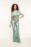 Floral Mint Flared Pants