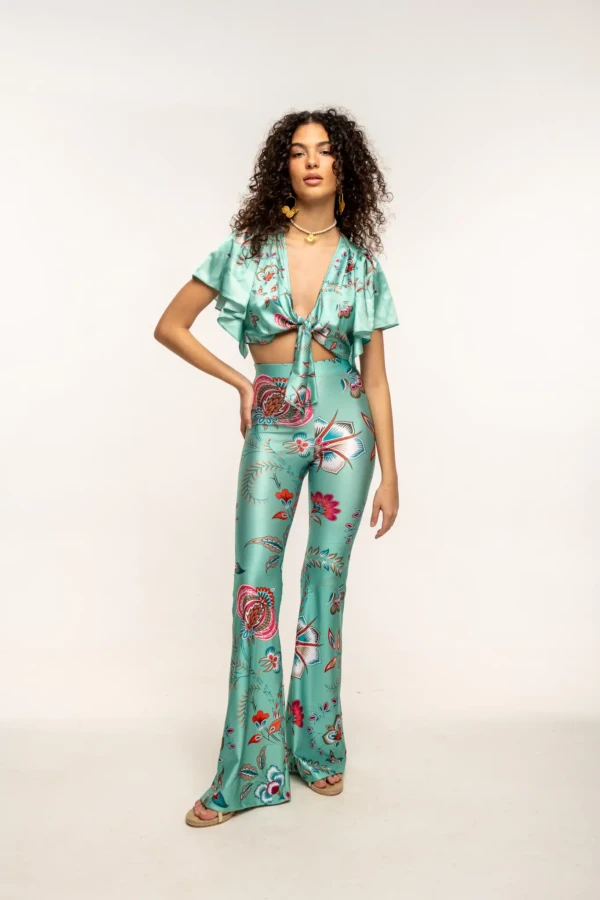 Floral Mint Flared Pants