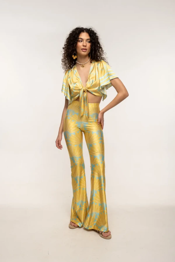 Yellow Leaf Flared Pants