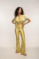 Yellow Leaf Flared Pants