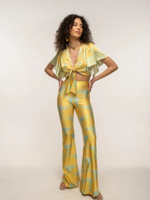 Yellow Leaf Flared Pants