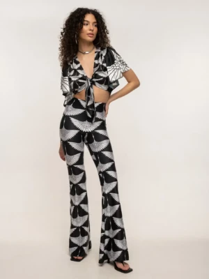 Black Cranes Flared Pants