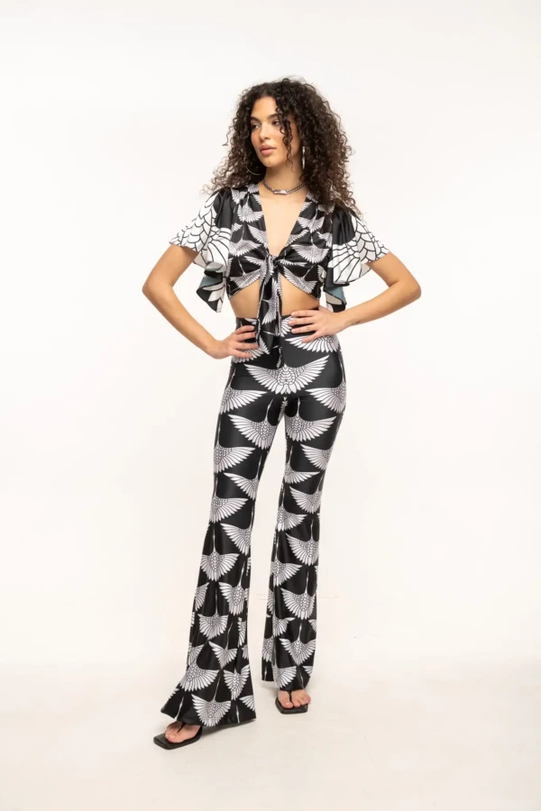 Black Cranes Flared Pants
