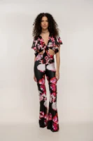 Floral Cut Flared Pants