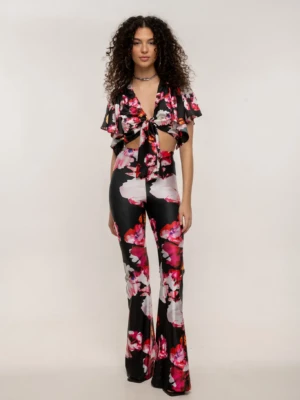 Floral Cut Flared Pants