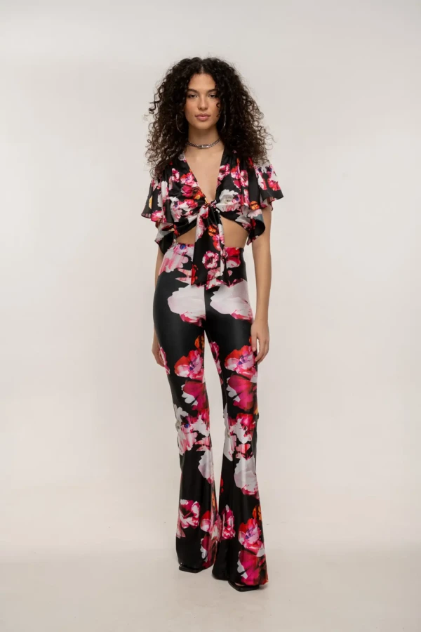 Floral Cut Flared Pants