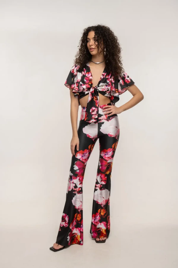 Floral Cut Flared Pants