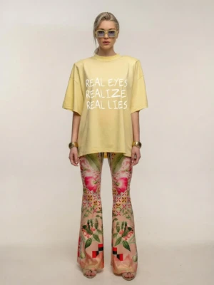 Butter Yellow Real Lies Oversized T-Shirt