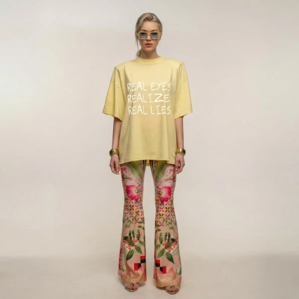 Butter Yellow Real Lies Oversized T-Shirt