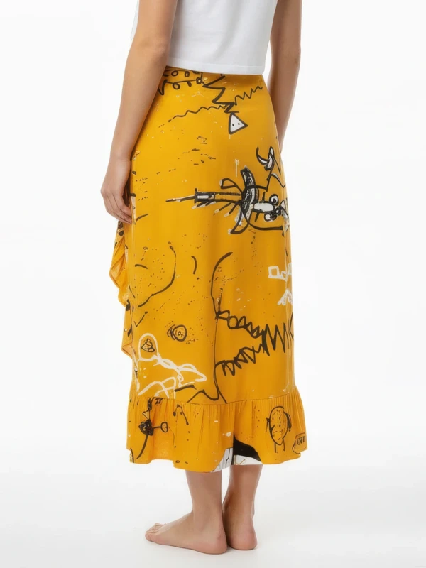 BATTLE DROID wrap skirt with frill hem