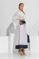 Maxi Τζιν Φούστα με Οργάντζα