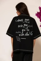 Oversized Logo Embroidered Illustration Shirt