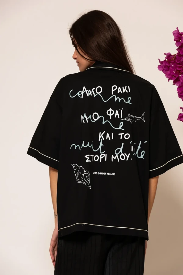 Oversized Logo Embroidered Illustration Shirt