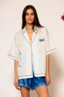 Oversized Logo Embroidered Illustration Shirt