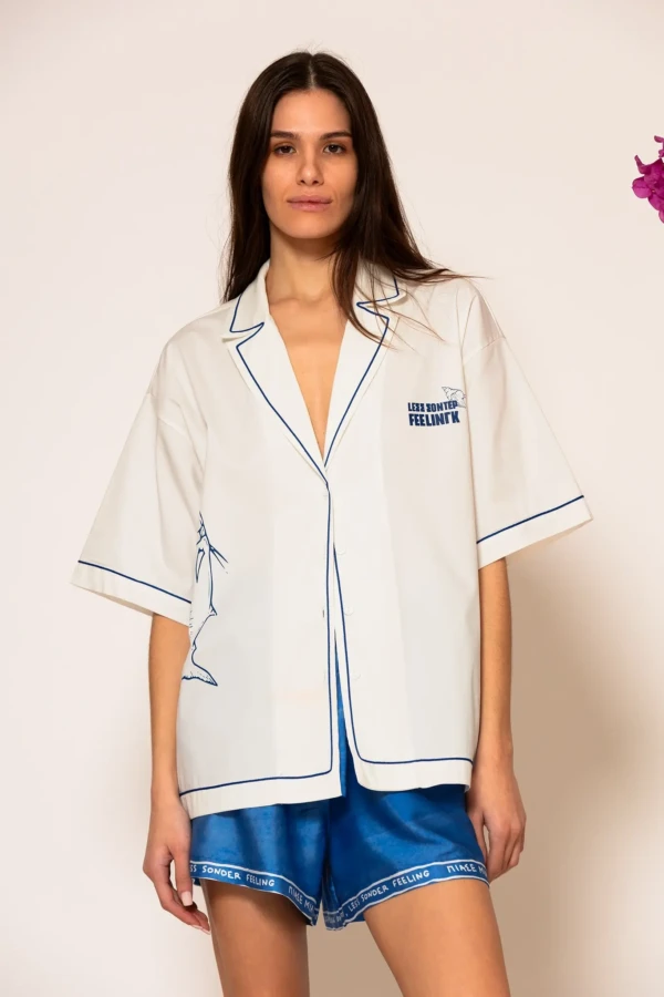 Oversized Logo Embroidered Illustration Shirt
