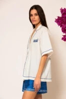 Oversized Logo Embroidered Illustration Shirt