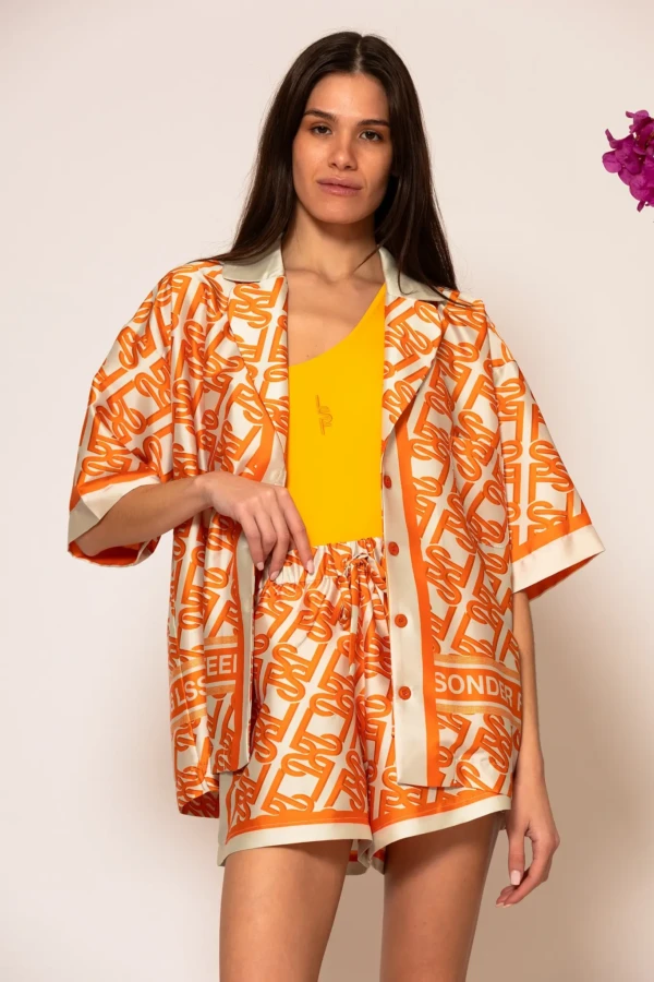 Oversized Signature Satin Print Shirt