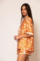 Oversized Signature Satin Print Shirt