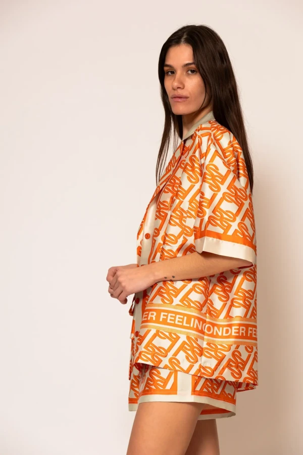 Oversized Signature Satin Print Shirt