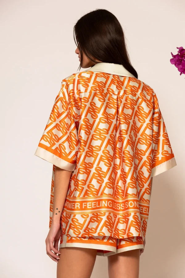 Oversized Signature Satin Print Shirt