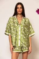 Oversized Signature Satin Print Shirt