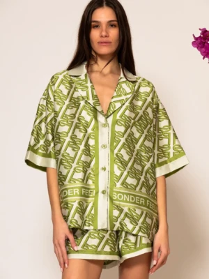 Oversized Signature Satin Print Shirt
