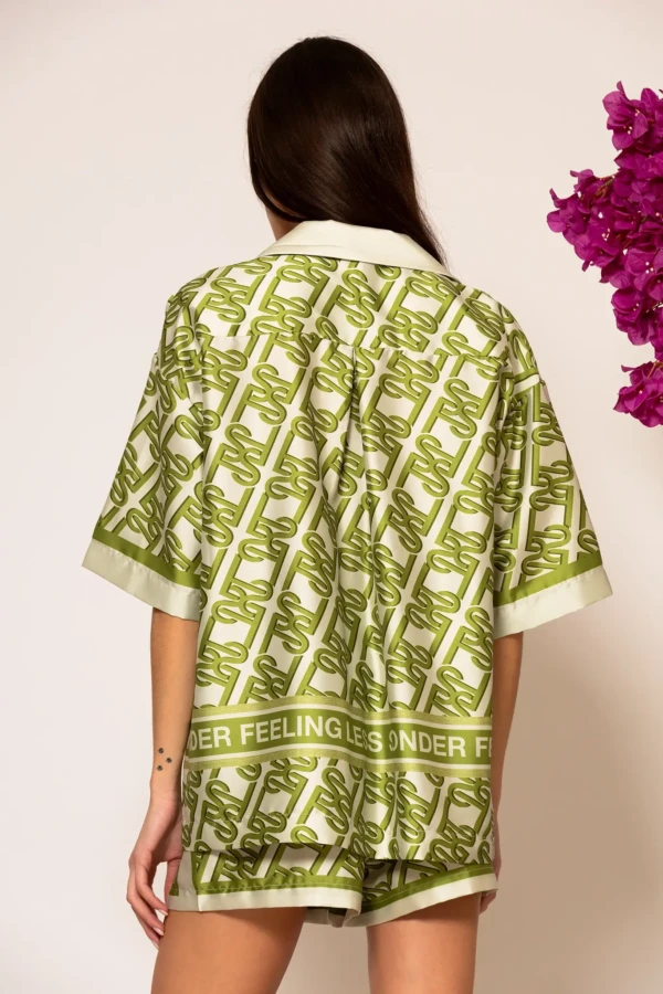 Oversized Signature Satin Print Shirt