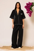 Wide leg pleated pants