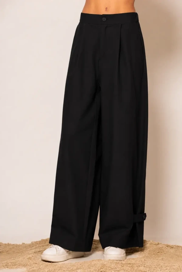 Wide leg pleated pants