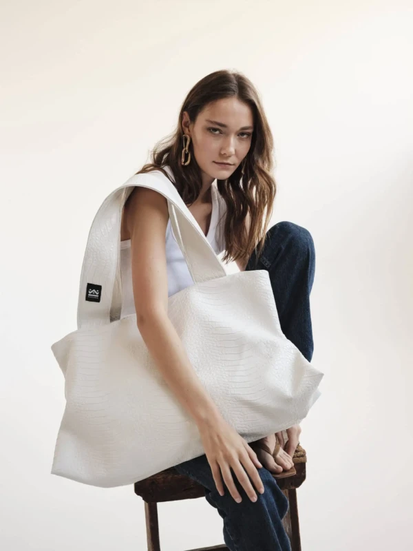 Χειροποίητη Τσάντα Fold – White Croco