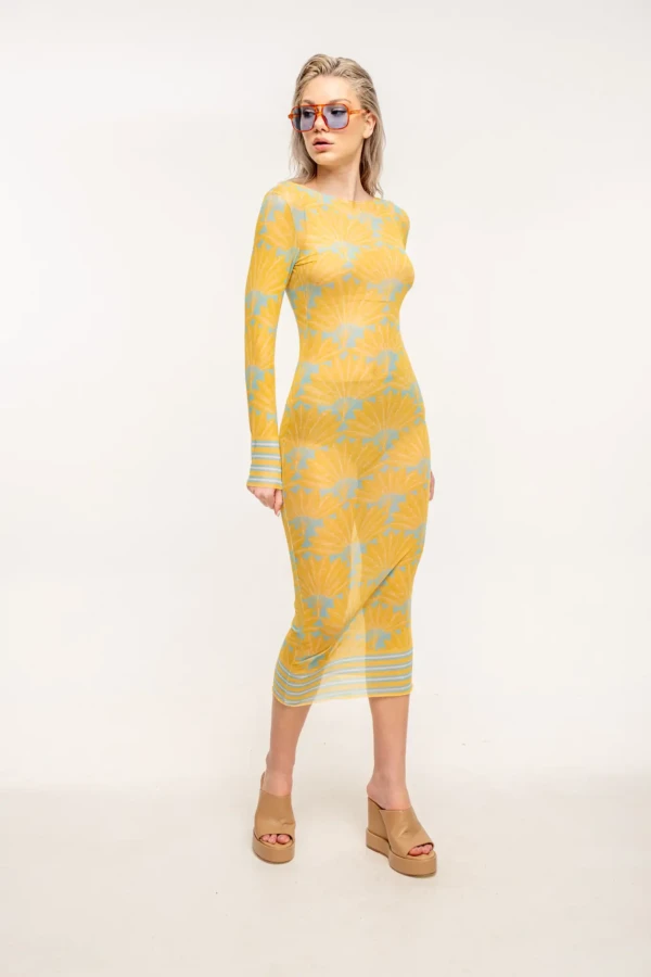 Yellow Leaf Aeris Midi Dress