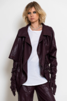 Ασύμμετρο Faux Leather Μπολερό