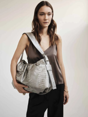 Χειροποίητη Τσάντα Sky Bag – Croco Silver