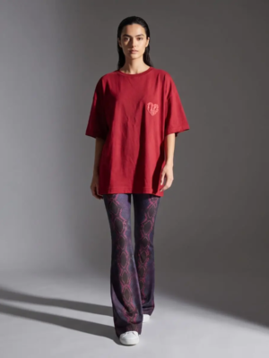 Type Love Heart Logo Puff T-Shirt Burgundy